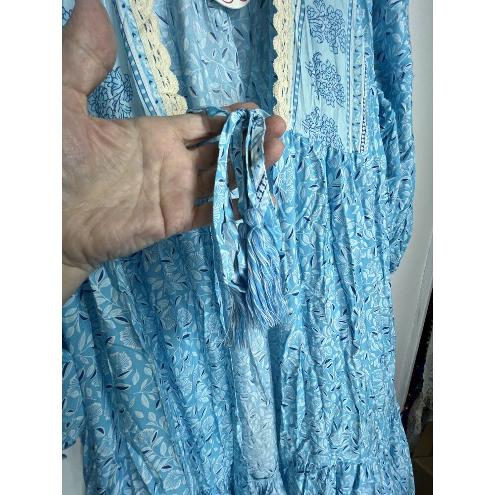 UMGEE NWT Boutique Boho Blue Kimono Jacket Stevie Nicks Gypsy Festival S M L - Picture 3 of 10